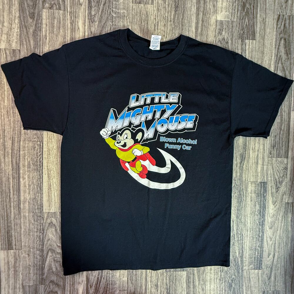 Little Mighty Mouse Blown Alcohol Funny Car Graphic T-Shirt Black L